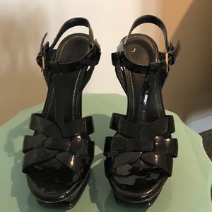 YSL Black Patent Tribute sandal